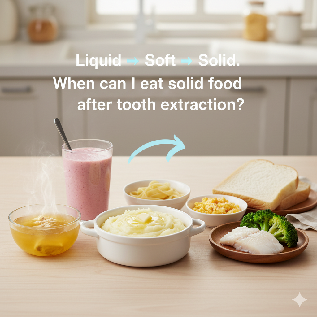 when can i eat solid food after tooth extraction