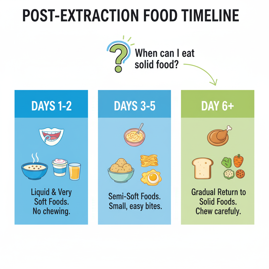 when can i eat solid food after tooth extraction